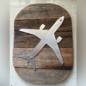 Boeing 787 metal and reclaimed barn wood wall art